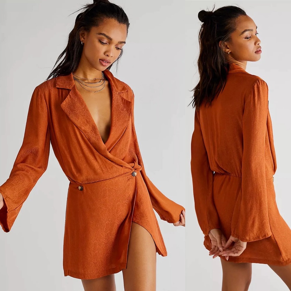 Free People Simone Dress Cinnabar Sienna Long Sleeve Blazer Mini Dress
